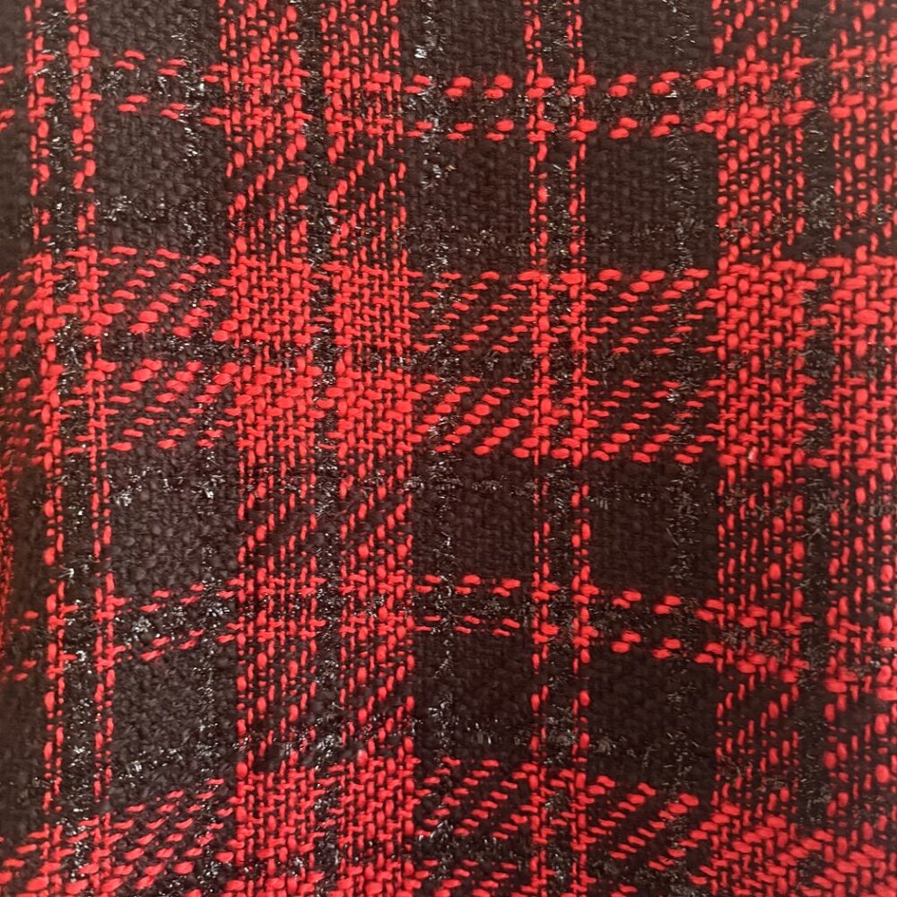 Vintage 80's Red & Black Plaid Metallic Textured Jacket | Size Small - Picture 10 of 11